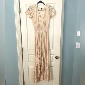 Young, Fabulous & Broke Eyelet Asymmetrical Cream High Low Dress Size S
